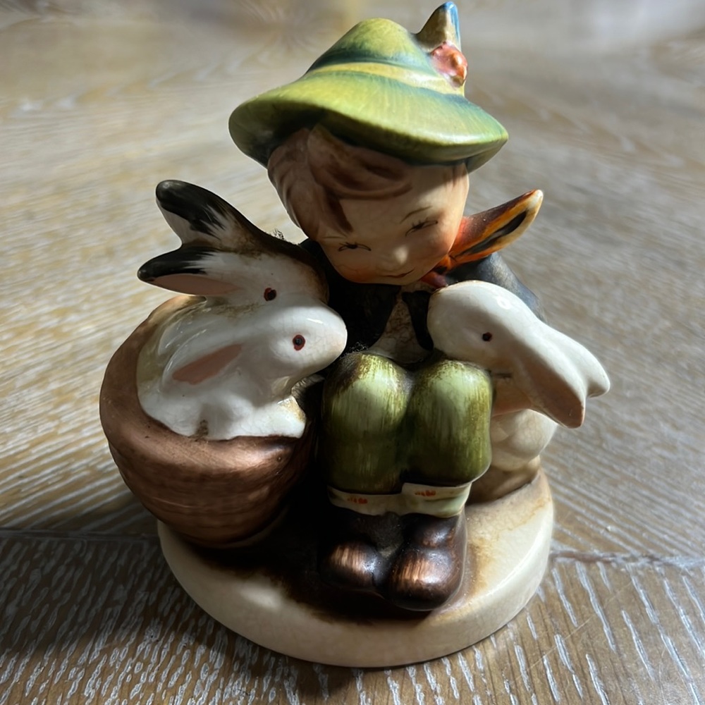NAPCO Boy and his bunnies Vintage Japanese Ceramic Collectible Figurine